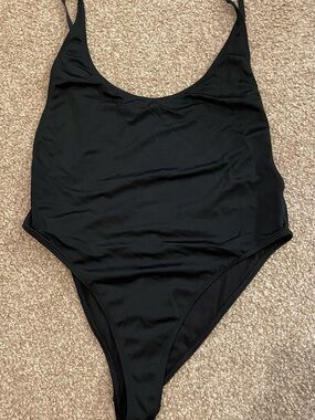 Urban Outfitters Black Scoop Back High Cut One-Piece Swimsuit